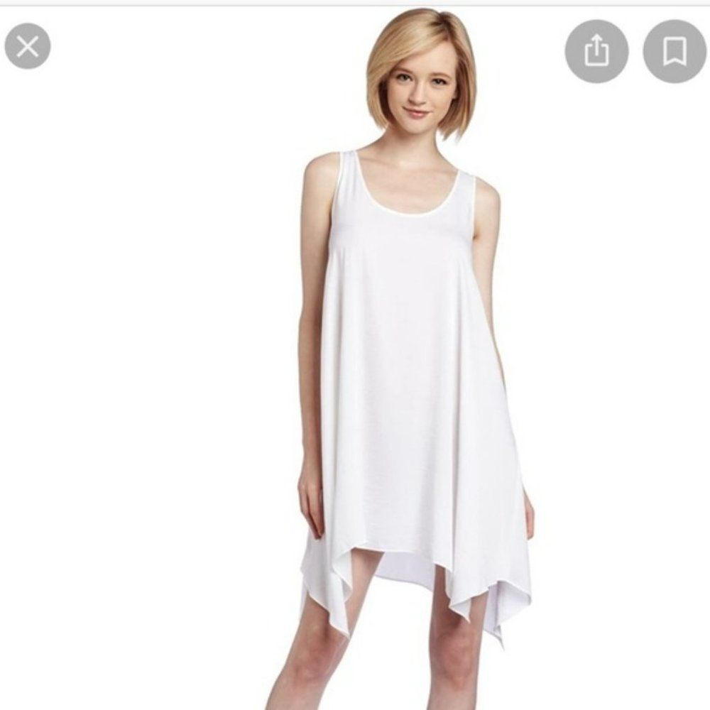 BCBGMAXAZRIA Ezmi Draped Hem Relaxed Fit Tank Dress Color White Size S